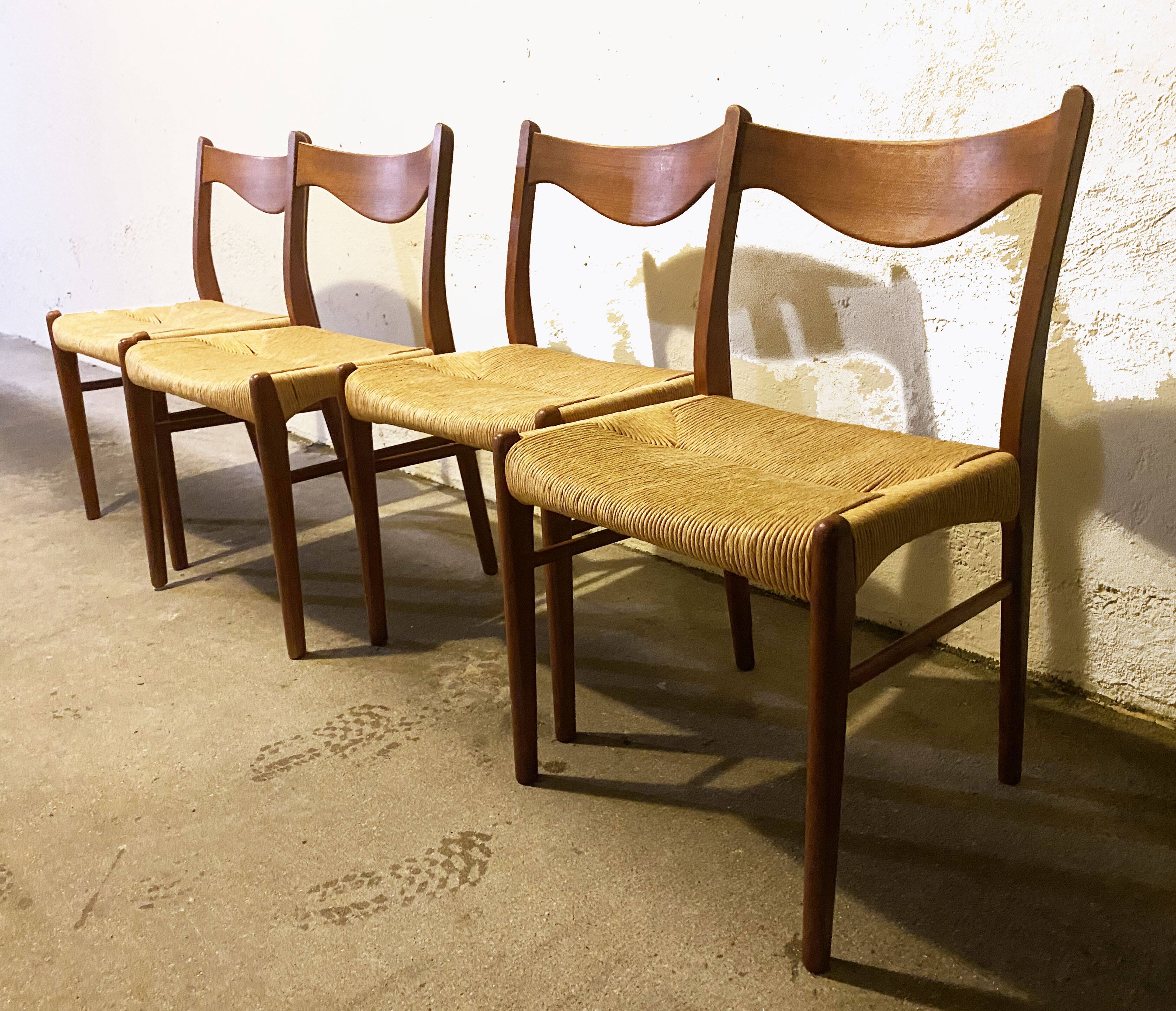 wooden and straw chairs from the 50s