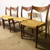 wooden and straw chairs from the 50s