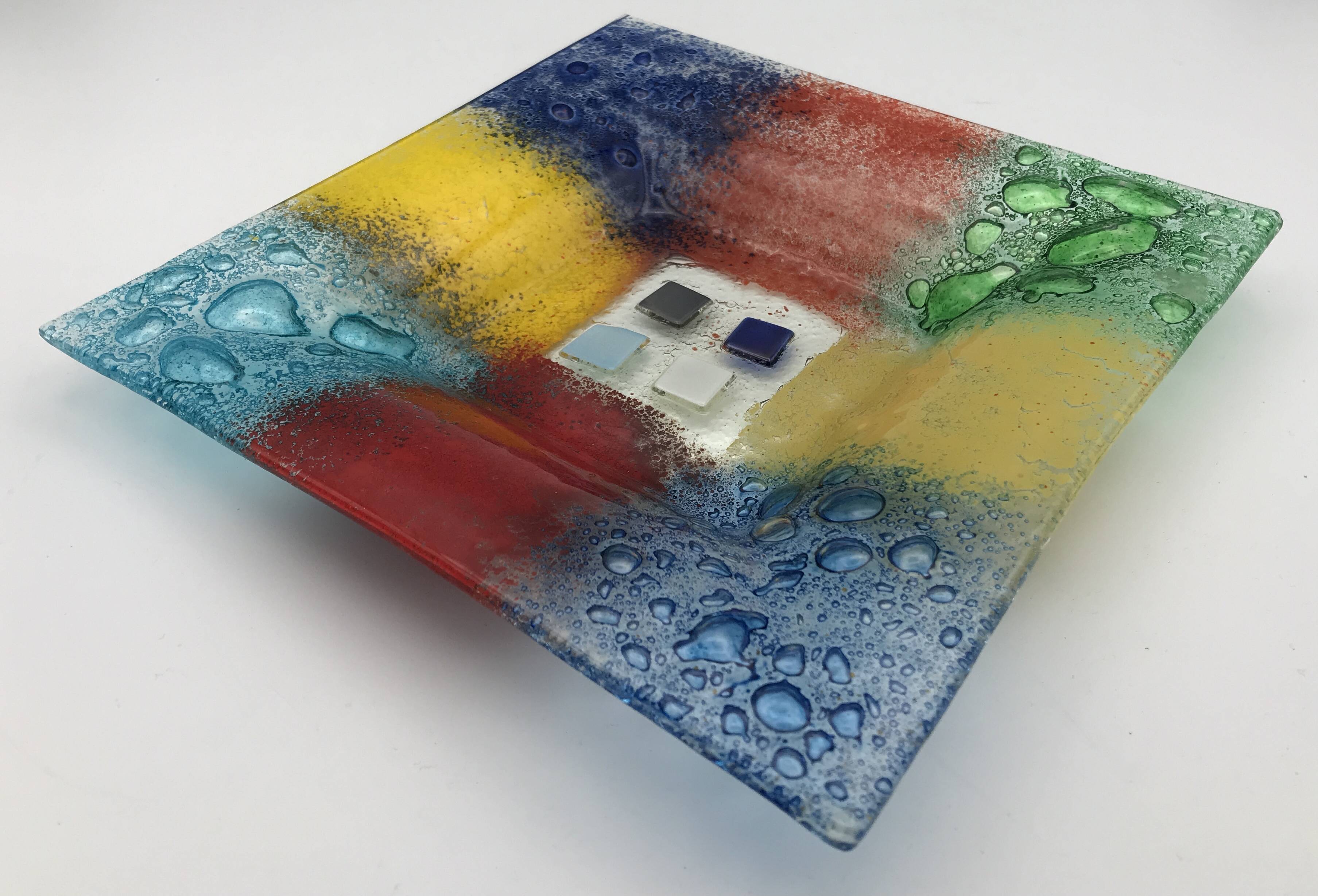 Murano art glass pocket tray, color blocks