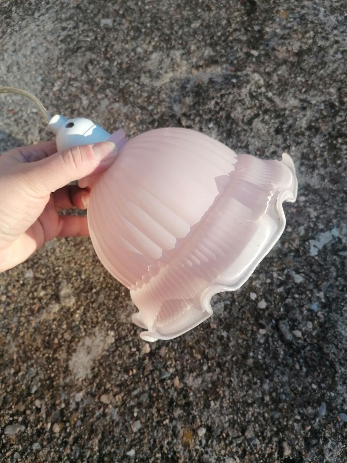 Vintage pink molded glass walker