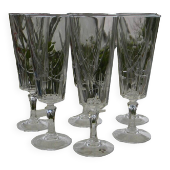 Set of 6 crystal champagne flutes