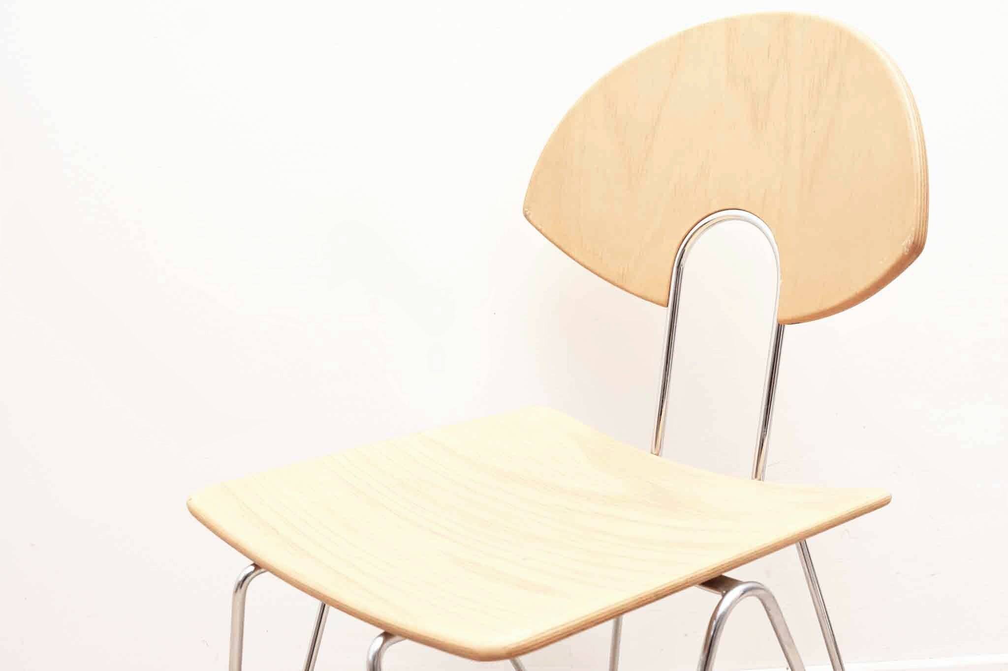 Mikado 1800 chair in beech and chrome by Kusch & Co