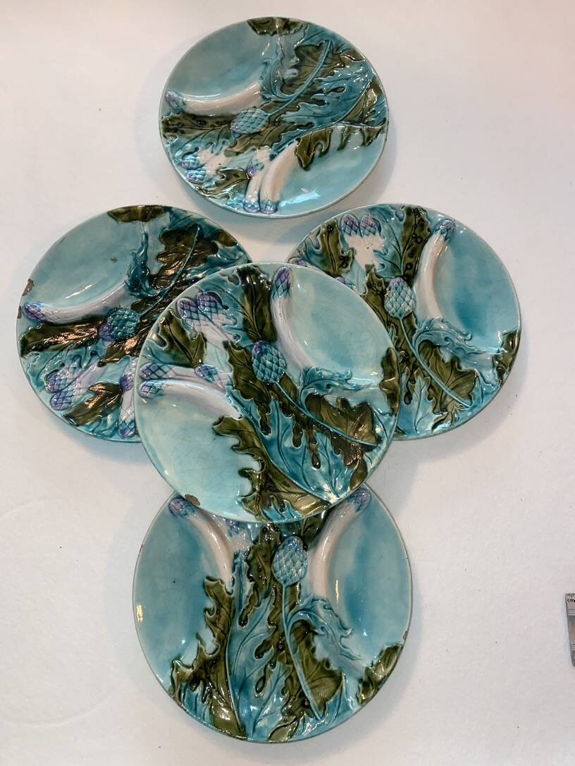 Vintage Table Art: Barbotine Plates & Limoges Server