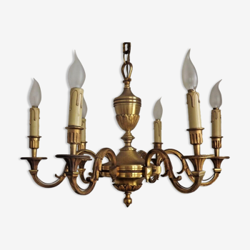 French art nouveau bronze empire style 6 lights chandelier