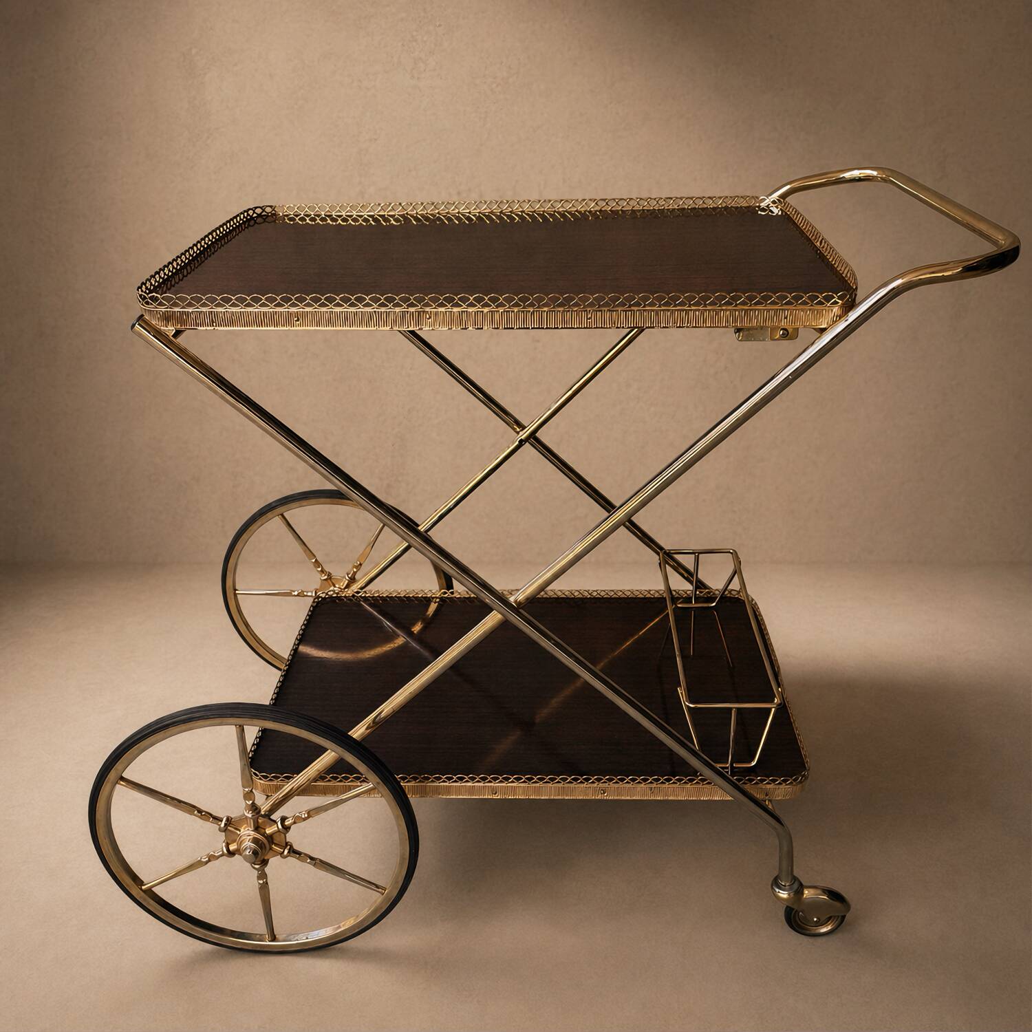 Brass dessert table with rosewood effect 1970