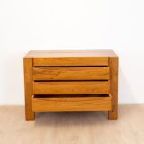 Chest of drawers in elm by Maison Regain, 1980s