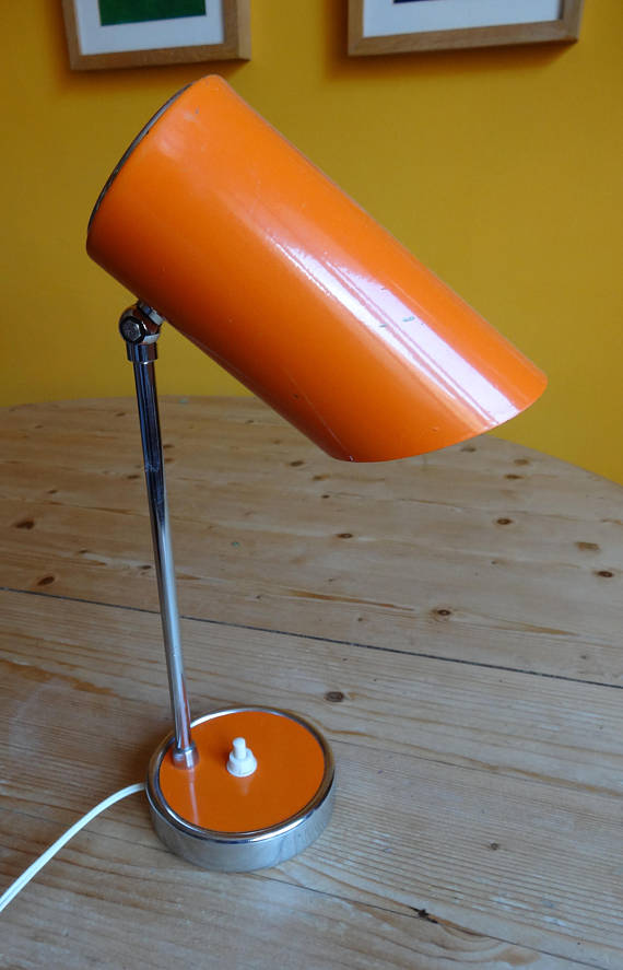 Lampe de bureau en métal orangé des années '50'
