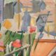 Swedish Original Oil on Canvas – "Figure Near a Flower Fence" by Carl Gunne – Signed – Vintage and Framed – 69.5 × 48 cm (27.4" × 18.9")