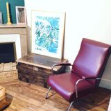 Fauteuil en similicuir bordeaux