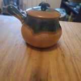 Vintage stoneware mini pot with lid and handle