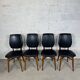 Set of 4 vintage chairs in black leatherette