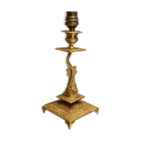 Lamp foot XIXth Louis XIV with stylized dauphin mounted in lamp without transformation