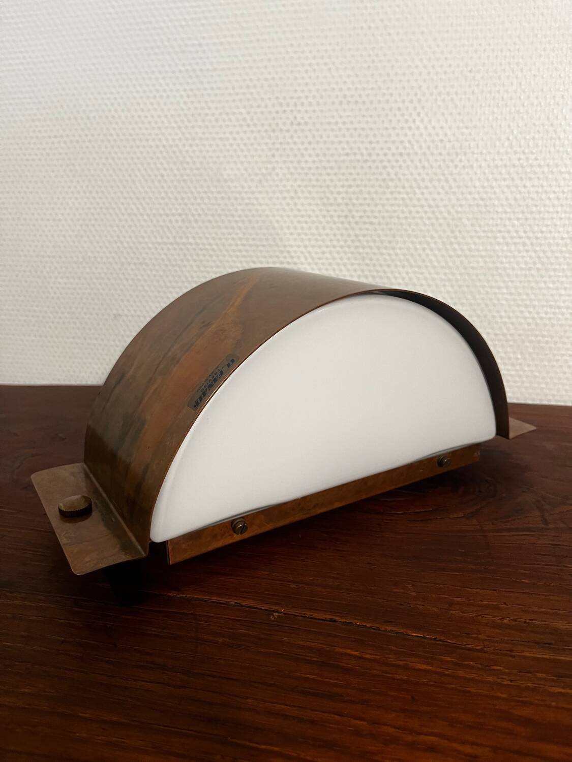 Copper wall light in opaline glass Fanale Italy