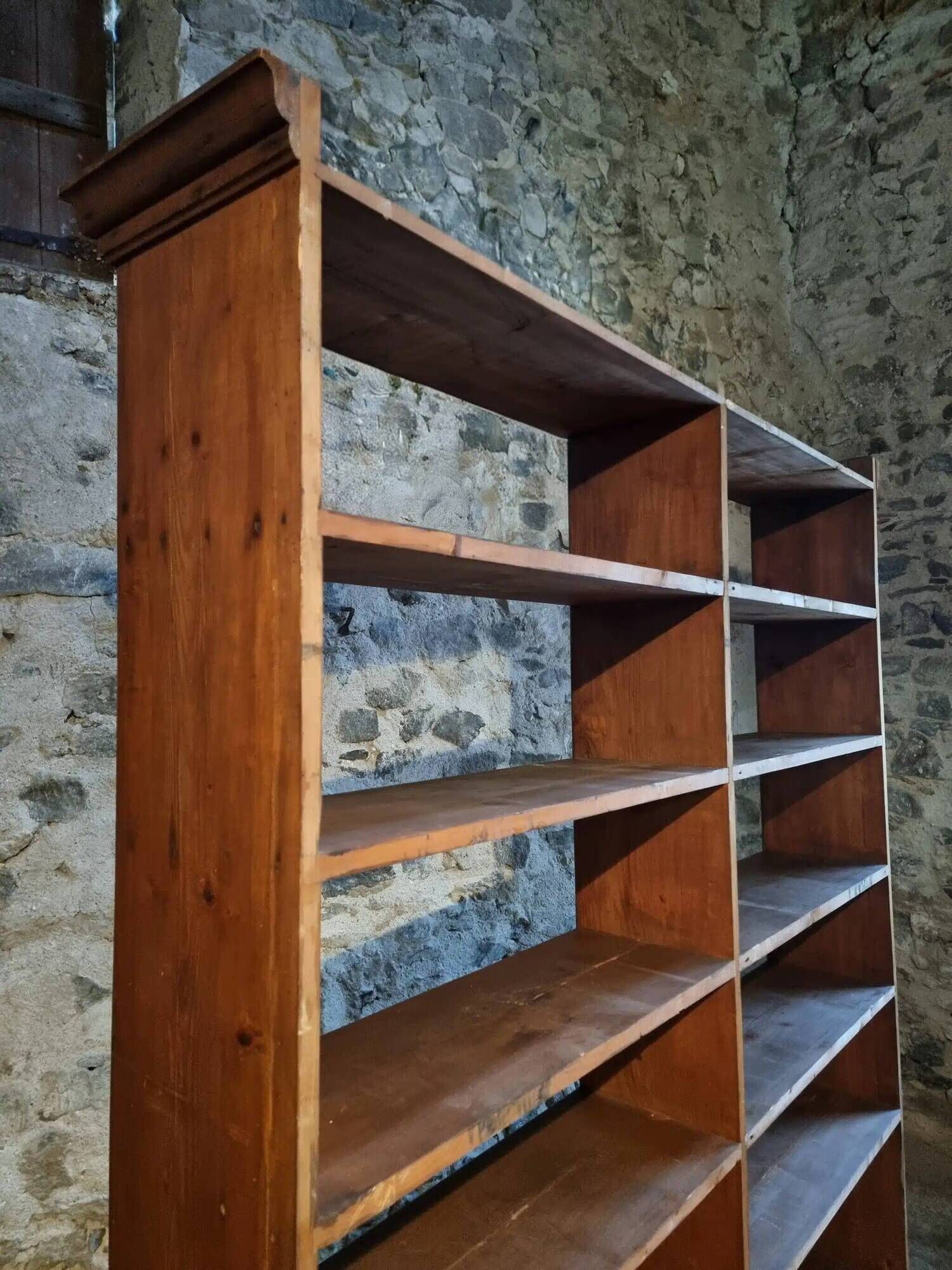 Large open shop shelf from an old French store by Chalmette, 1930s.