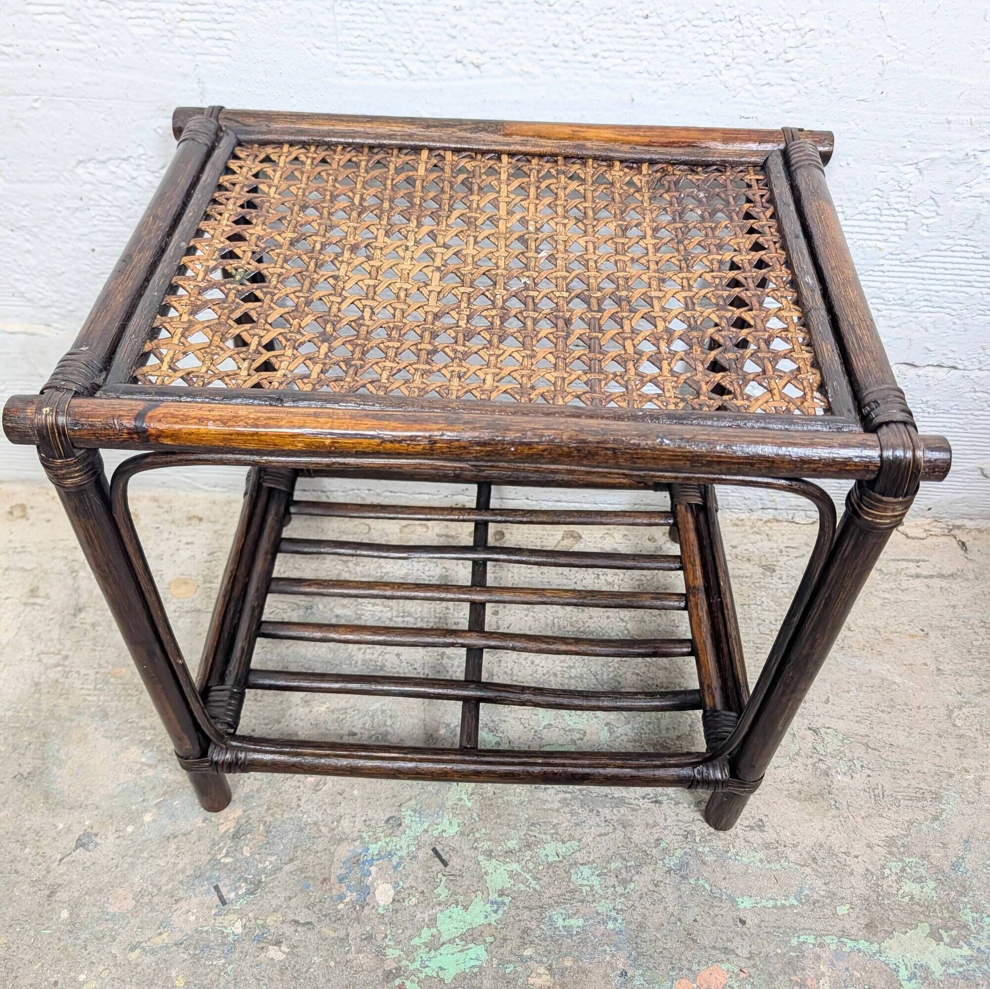 Side table in rattan and caning