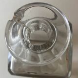 Portable Art Deco liquor cabinet in mahogany & metal with 3 Baccarat crystal bottles.