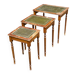 3 English nesting coffee tables in solid wood and leather
