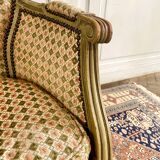 Pair of wooden and velvet armchairs in Louis XVI style 19th century