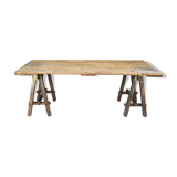 Àncienne table d’atelier sur tréteaux