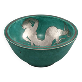 Bol Wilhelm Kage en céramique et argent 'Argenta' Gustavsberg Suède 1940s Mark