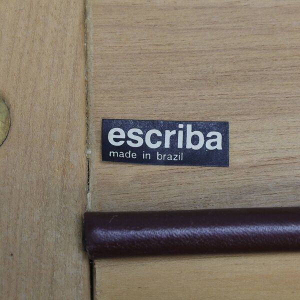 Ensemble de 2 fauteuils en teck et cuir de selle par Karl Heinz Bergmiller pour Escriba, Brésil, années 1970