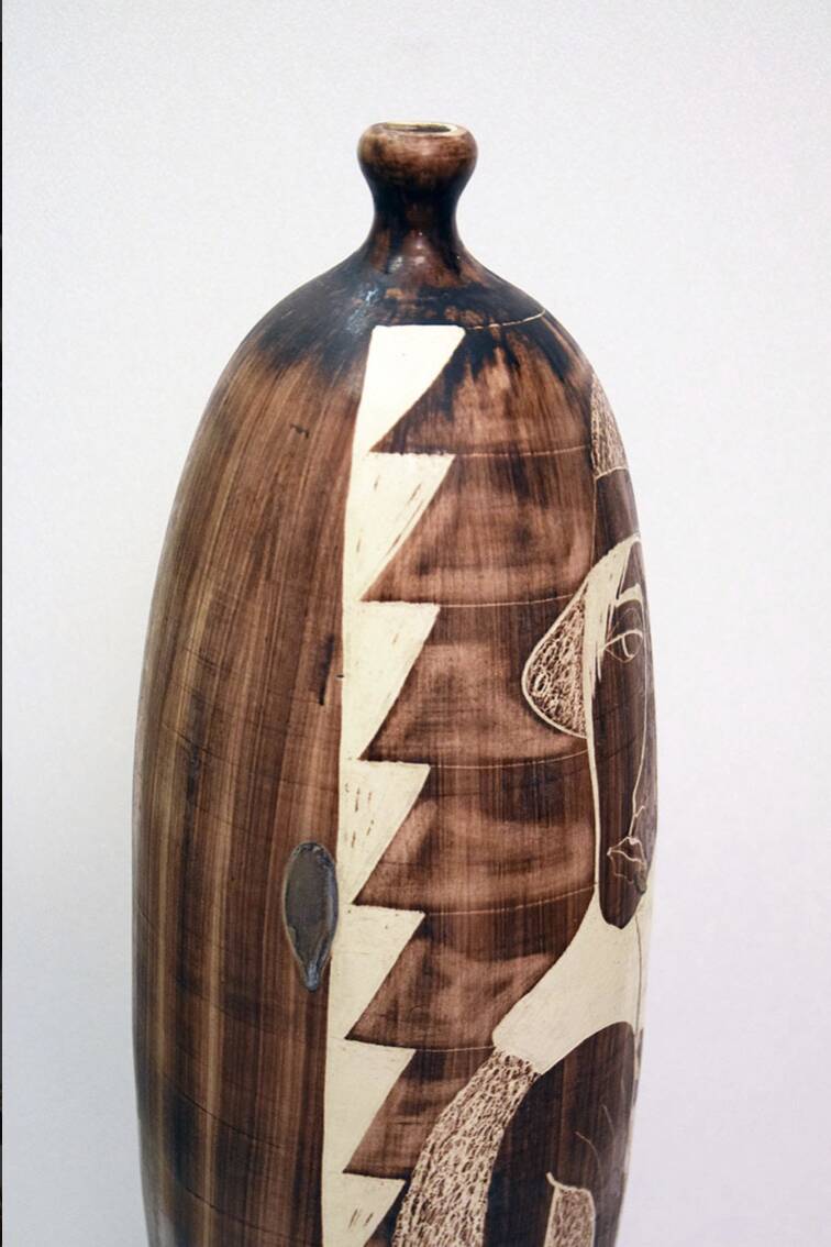 Large Ceramic Vase From Faenza With Engraved Decoration, 1970s