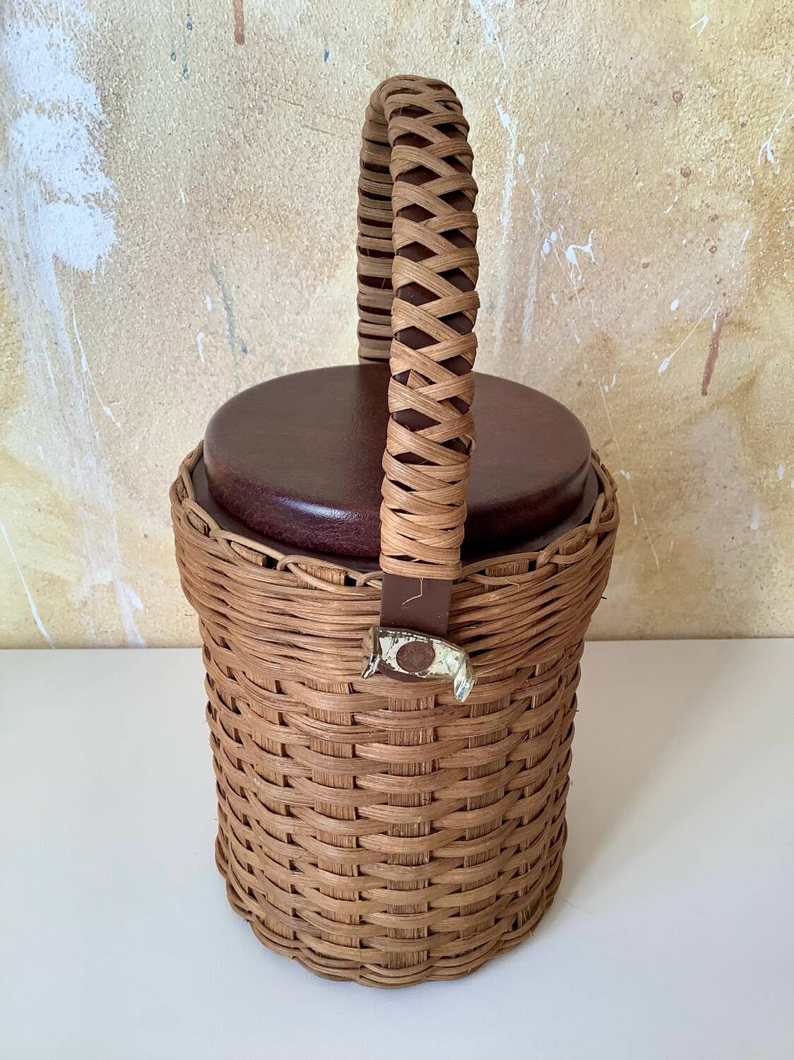 Wicker rattan ice bucket