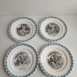 Set of 4 plates "the fables of La Fontaine" Digoin Sarreguemines