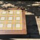 Large vintage 1960s oak and ceramic coffee table.