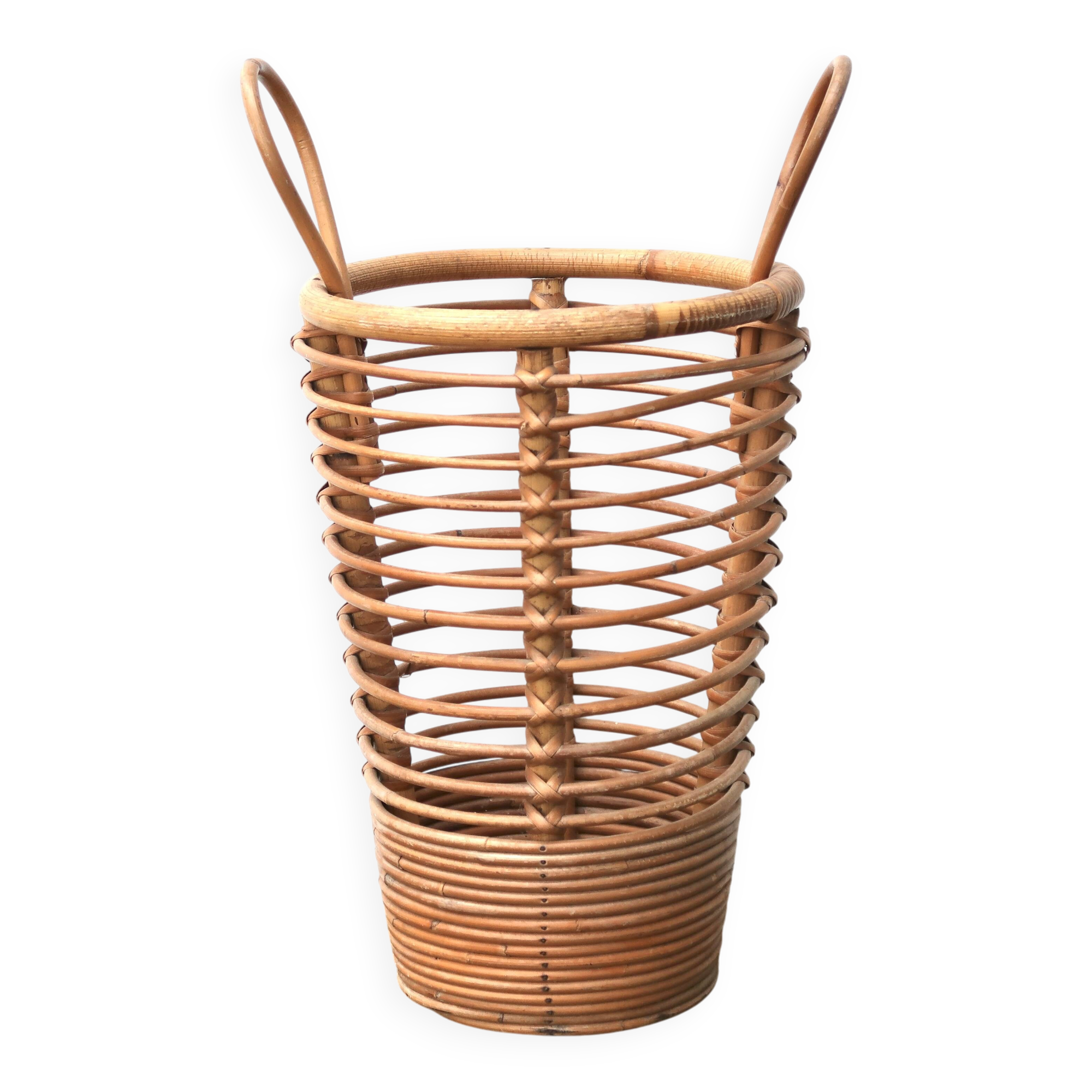 Umbrella stand with rattan and bamboo handles, 1970s