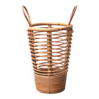 Umbrella stand with rattan and bamboo handles, 1970s