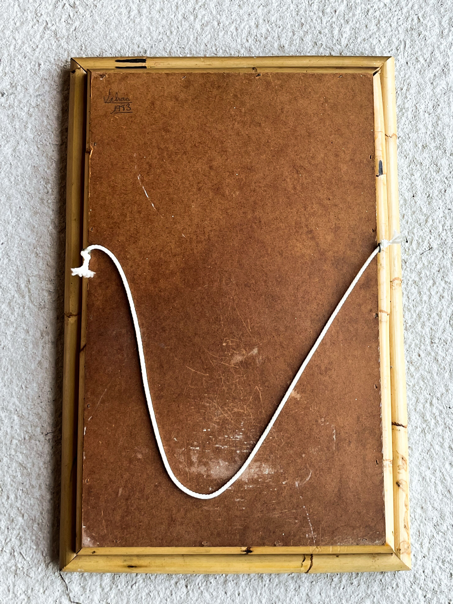 Vintage mirror in natural bamboo Riviera style (1983)