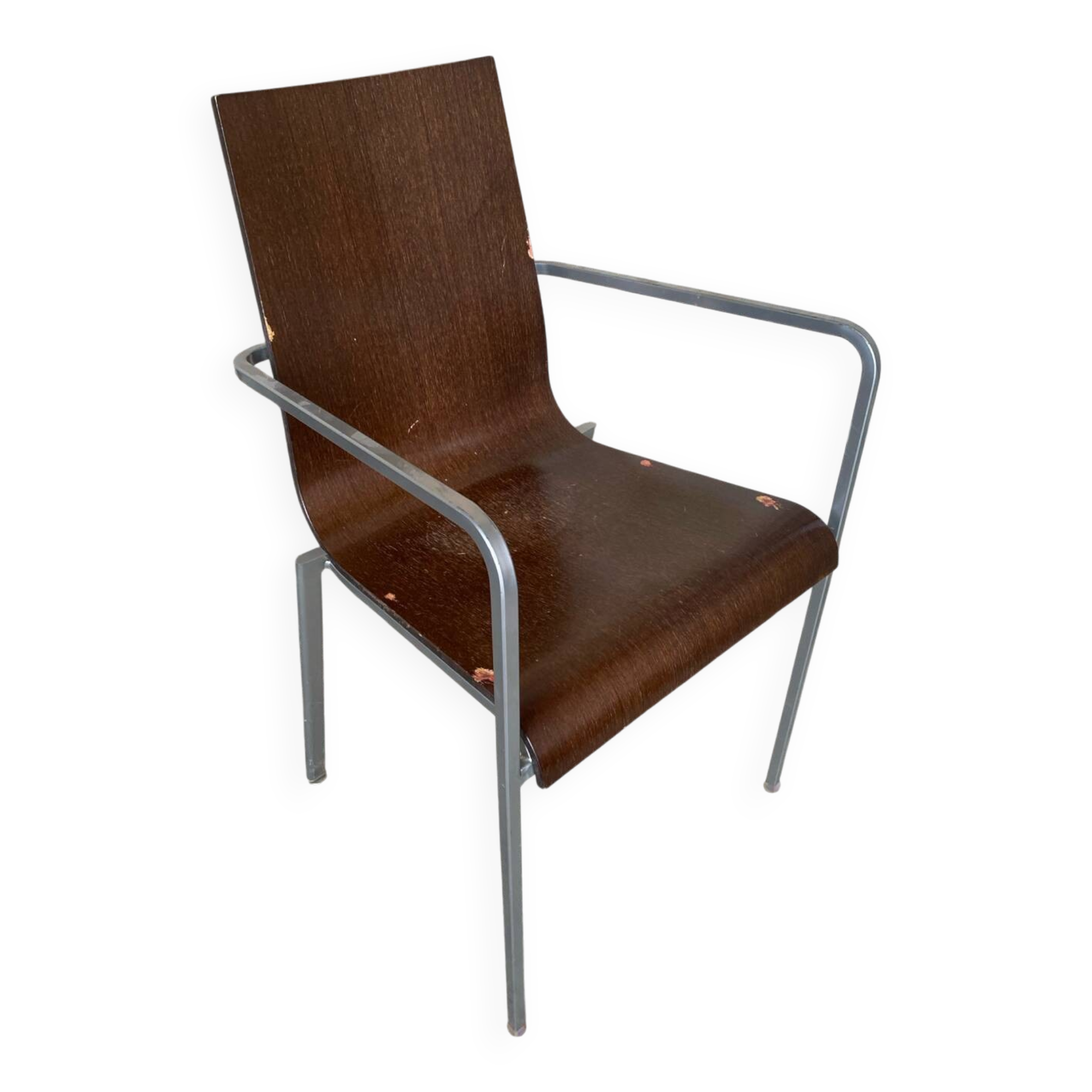 ZOE Armchair Design By Archirivolto LIGNE ROSET Grey Metal + Wood Shell