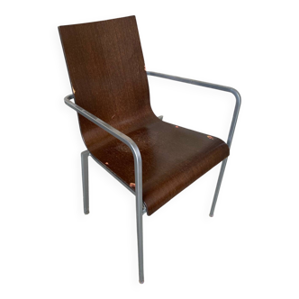 ZOE Armchair Design By Archirivolto LIGNE ROSET Grey Metal + Wood Shell