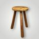 Brutalist tripod stool in solid wood, signed Gilson – 1950s
