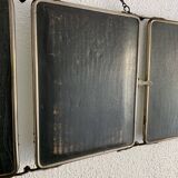 Vintage 1930s barber's triptych mirror, black beveled crystal - 28 x 70 cm
