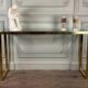 Golden and chrome metal console, bevelled glass, circa 1980.