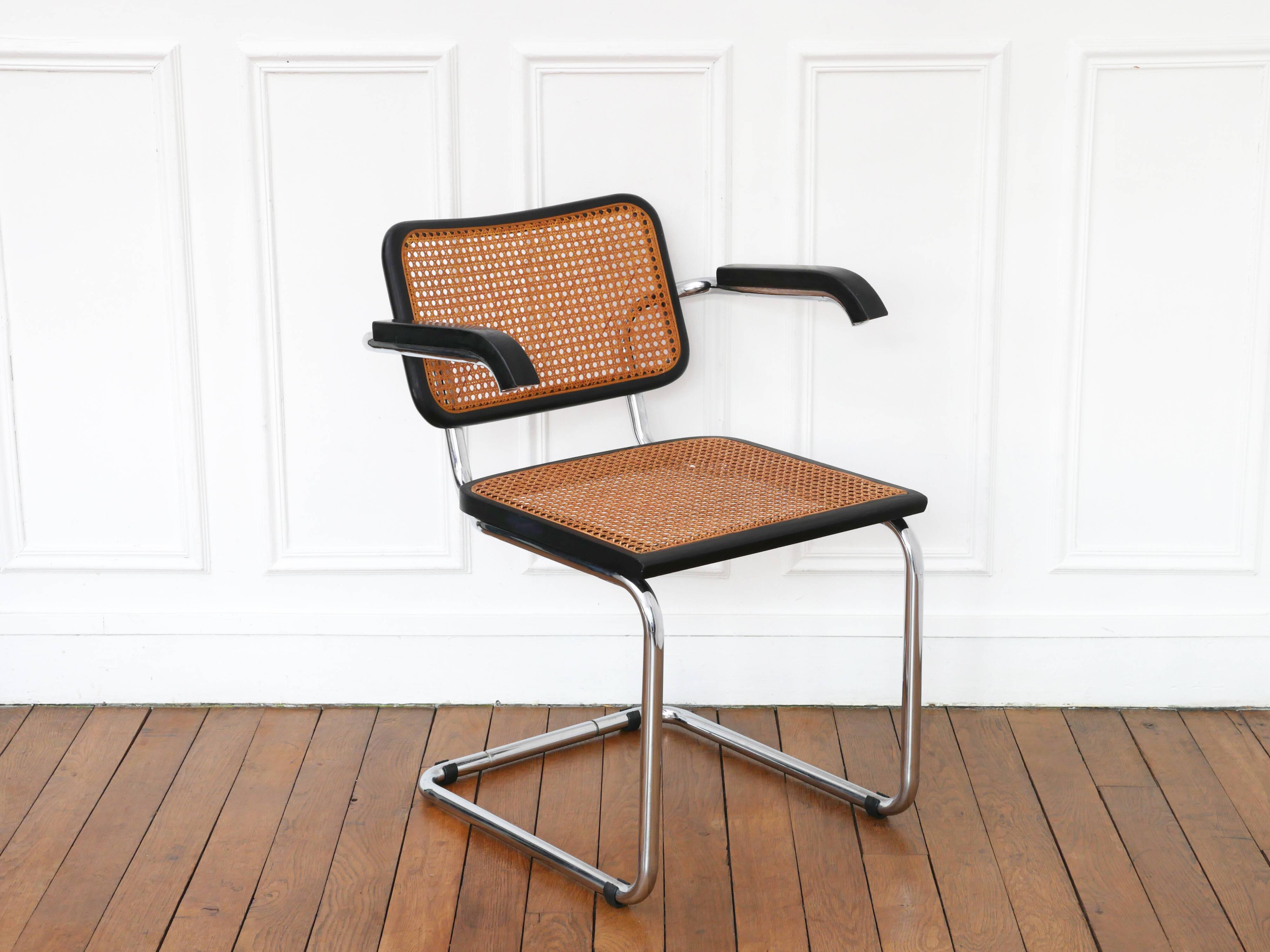 Fauteuil Cesca B64 Breuer Made in Italy - Cannage de l'assise refait