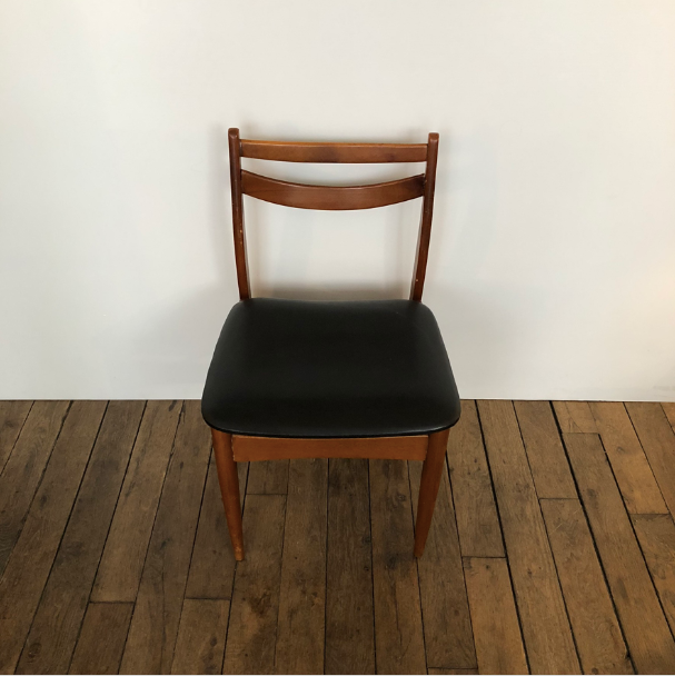 Scandinavian chair wood and black skai