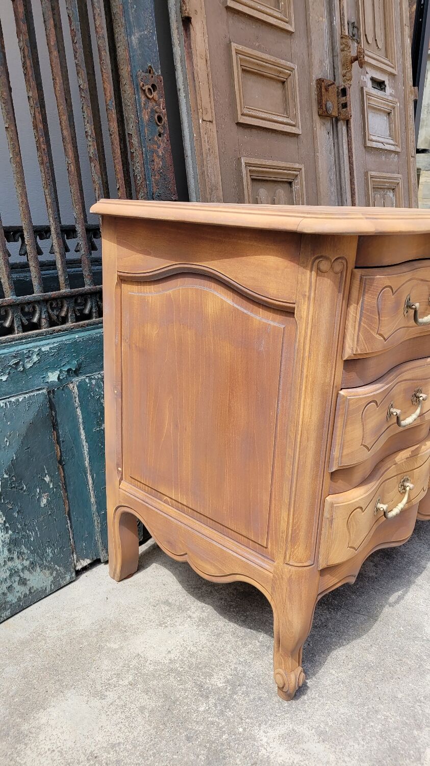 Louis xv style chest of drawers in pickled cherry