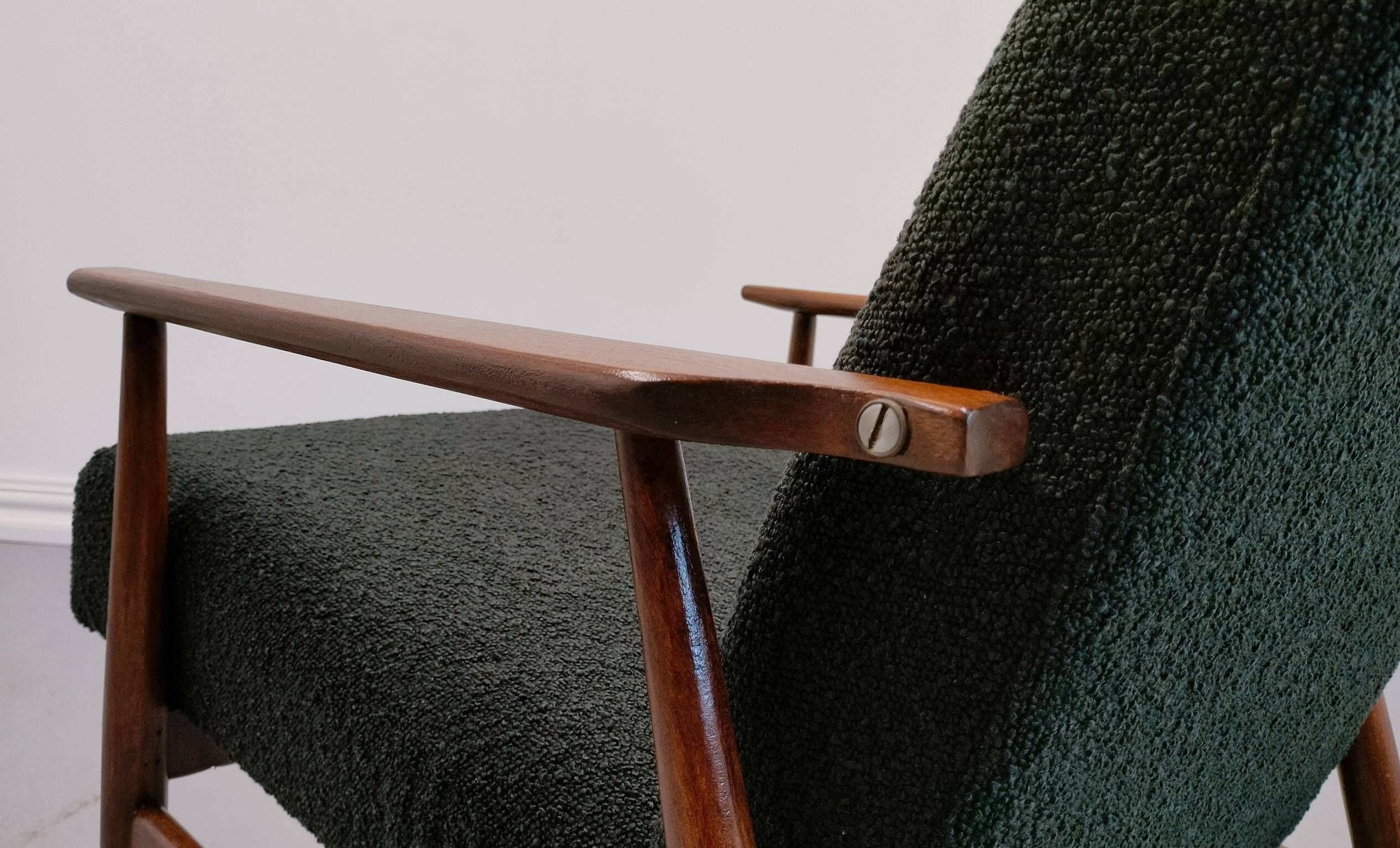 Henryk Lis armchair in black boucle 1960
