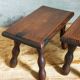 Pair of vintage solid turned wood footstools