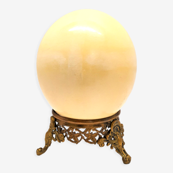 Oeuf d'autruche sur pied bronze beau motif déco cabinet de curiosité