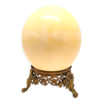 Ostrich egg on bronze foot beautiful deco pattern cabinet of curiosities