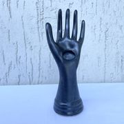 Single flower holder in shiny black ceramic, Vallauri spirit.