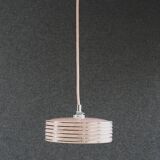 Old pendant light in pink clichy glass with silver threads, delivered with chrome socket