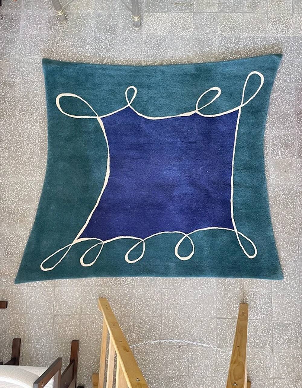 Large hand-tufted wool rug by Tisca Switzerland from the 1990s.