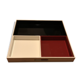 Plateau vintage à compartiments séparés noir blanc et rouge