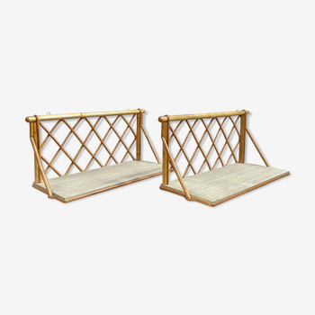 Pair of vintage rattan shelves