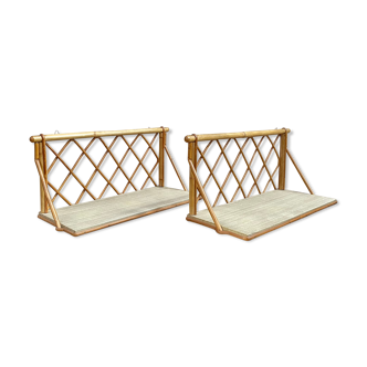 Pair of vintage rattan shelves